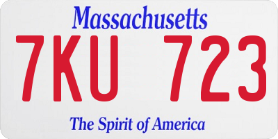 MA license plate 7KU723