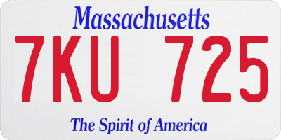 MA license plate 7KU725