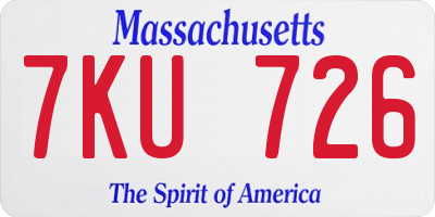 MA license plate 7KU726