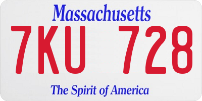MA license plate 7KU728