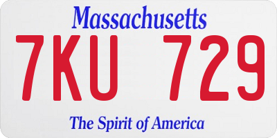 MA license plate 7KU729