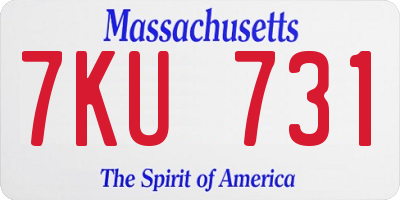 MA license plate 7KU731