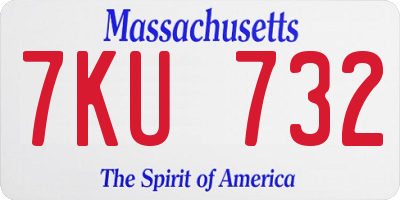 MA license plate 7KU732