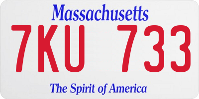 MA license plate 7KU733
