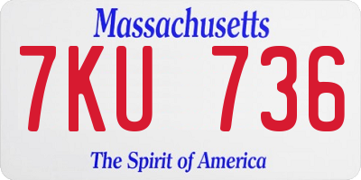 MA license plate 7KU736