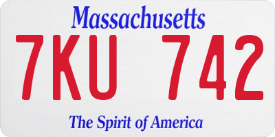 MA license plate 7KU742