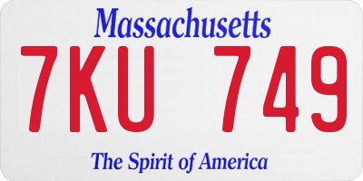 MA license plate 7KU749
