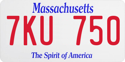 MA license plate 7KU750