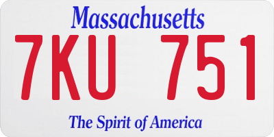 MA license plate 7KU751