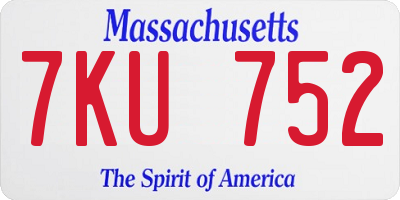 MA license plate 7KU752