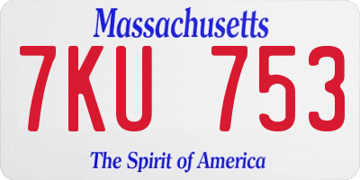 MA license plate 7KU753