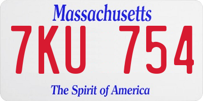 MA license plate 7KU754