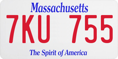 MA license plate 7KU755