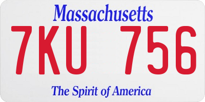 MA license plate 7KU756