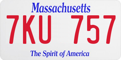 MA license plate 7KU757