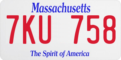 MA license plate 7KU758