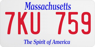 MA license plate 7KU759