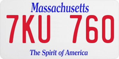 MA license plate 7KU760