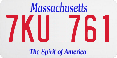 MA license plate 7KU761