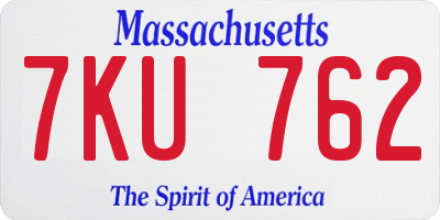 MA license plate 7KU762