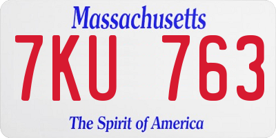 MA license plate 7KU763