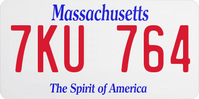 MA license plate 7KU764