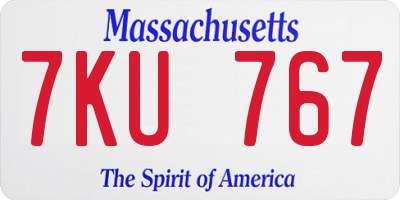 MA license plate 7KU767