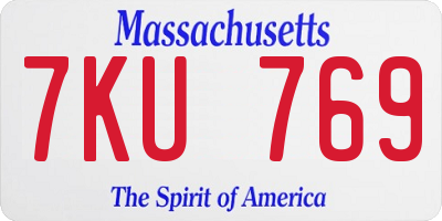 MA license plate 7KU769