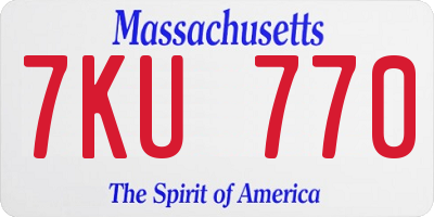 MA license plate 7KU770