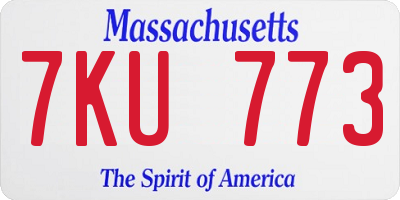MA license plate 7KU773