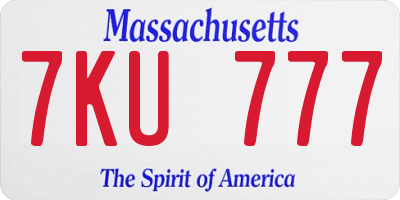 MA license plate 7KU777