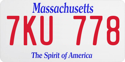 MA license plate 7KU778