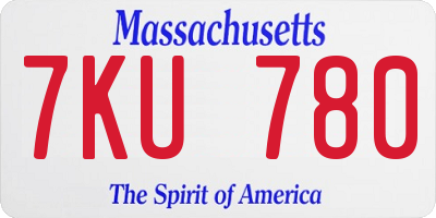 MA license plate 7KU780