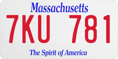 MA license plate 7KU781