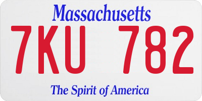 MA license plate 7KU782