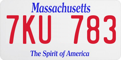 MA license plate 7KU783