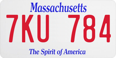 MA license plate 7KU784