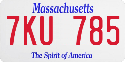 MA license plate 7KU785