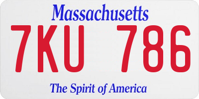 MA license plate 7KU786