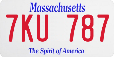 MA license plate 7KU787