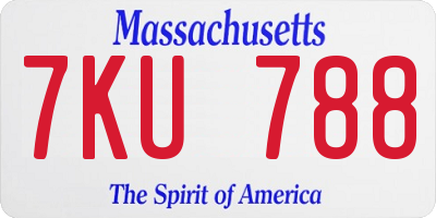 MA license plate 7KU788