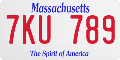 MA license plate 7KU789