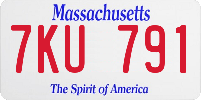 MA license plate 7KU791