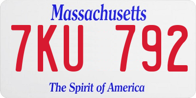MA license plate 7KU792