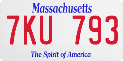 MA license plate 7KU793