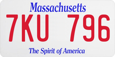MA license plate 7KU796