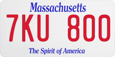 MA license plate 7KU800