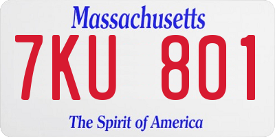 MA license plate 7KU801