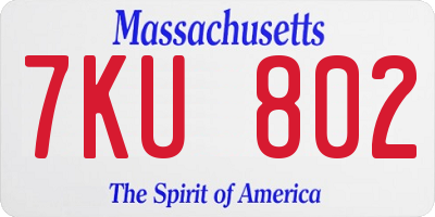 MA license plate 7KU802