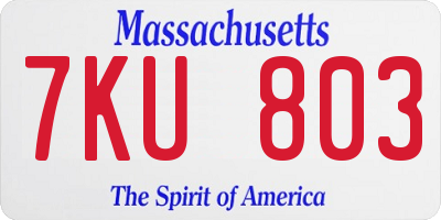 MA license plate 7KU803